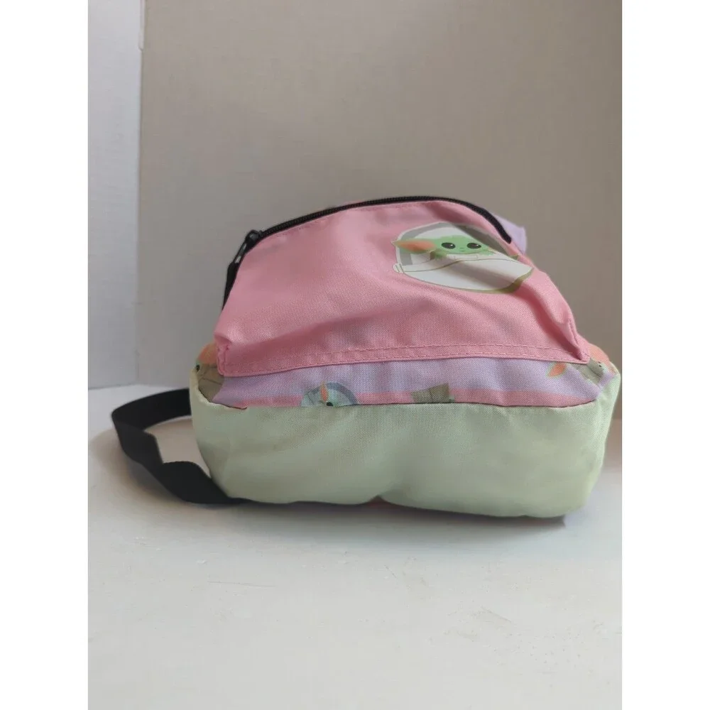 STAR WARS GROGU Pink Kids Backpack Cartoon Zip Casual Mandalorian Design. 